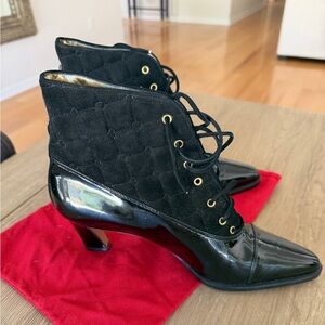 Escada Black Lace-Up Ankle Boots